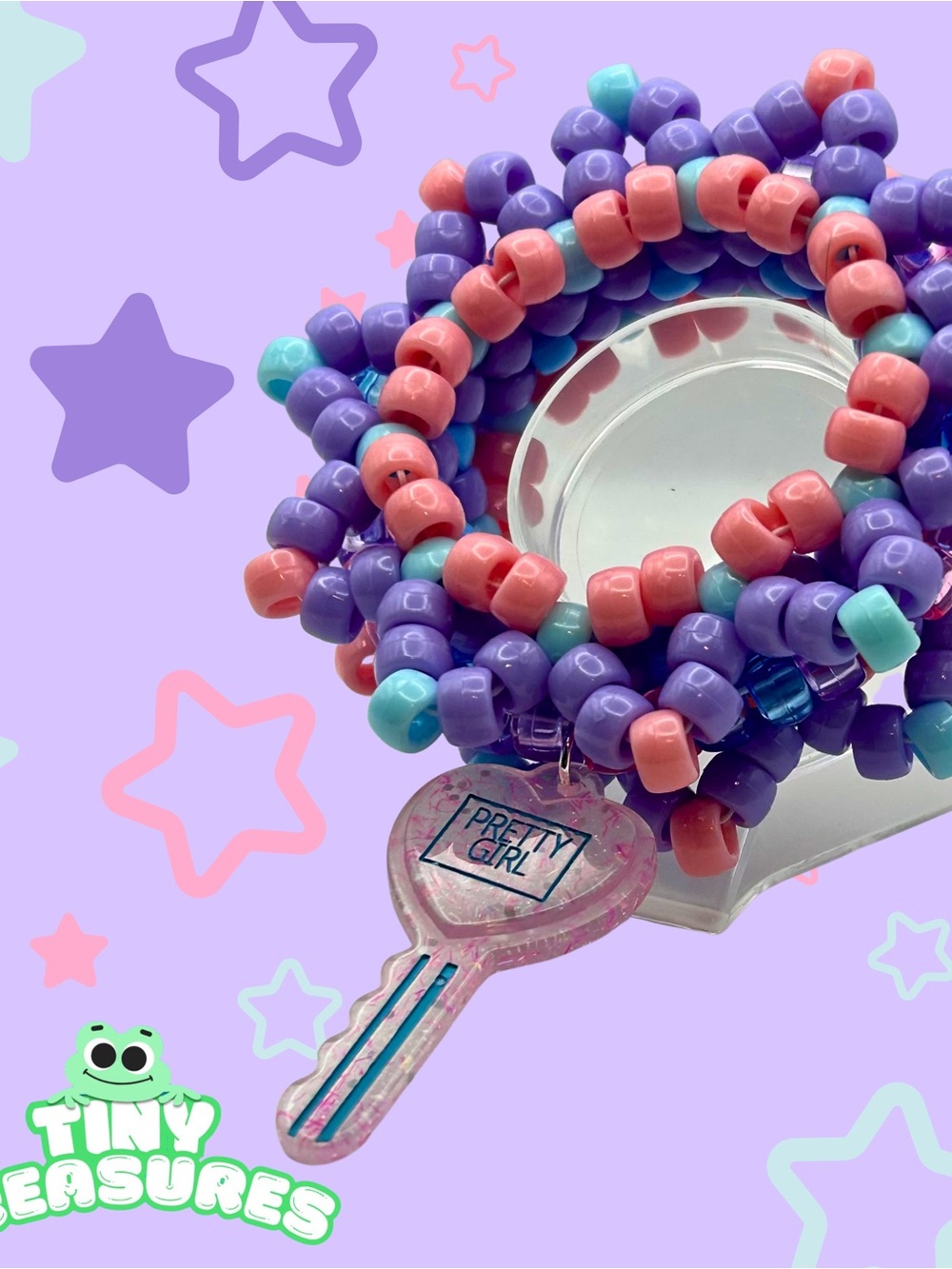 🩷Fairy Kei Rotating Kandi Cuff with Sparkly Charm🩷